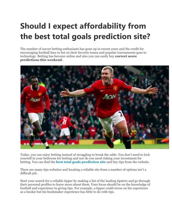 best total goals prediction