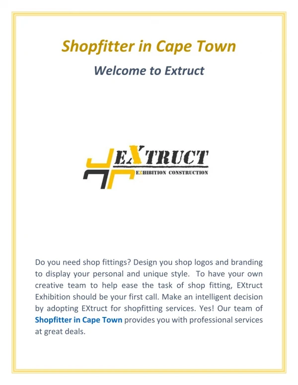 Get Shopfitter In Cape Town | Extruct