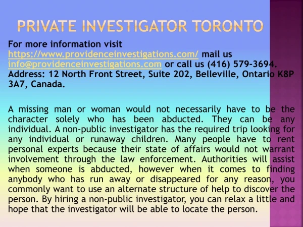 Private investigator Toronto