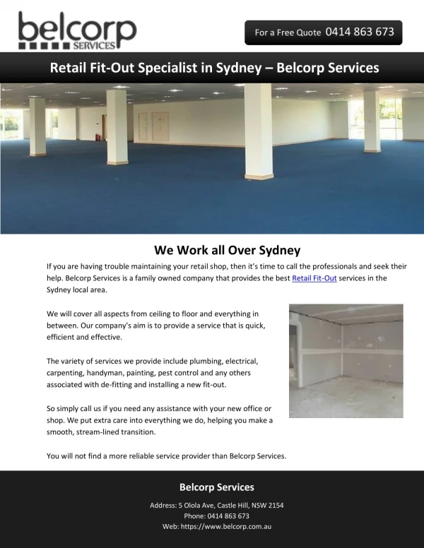 Retail Fit-Out Specialist in Sydney – Belcorp Services