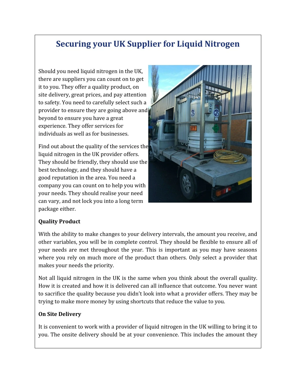 securing your uk supplier for liquid nitrogen