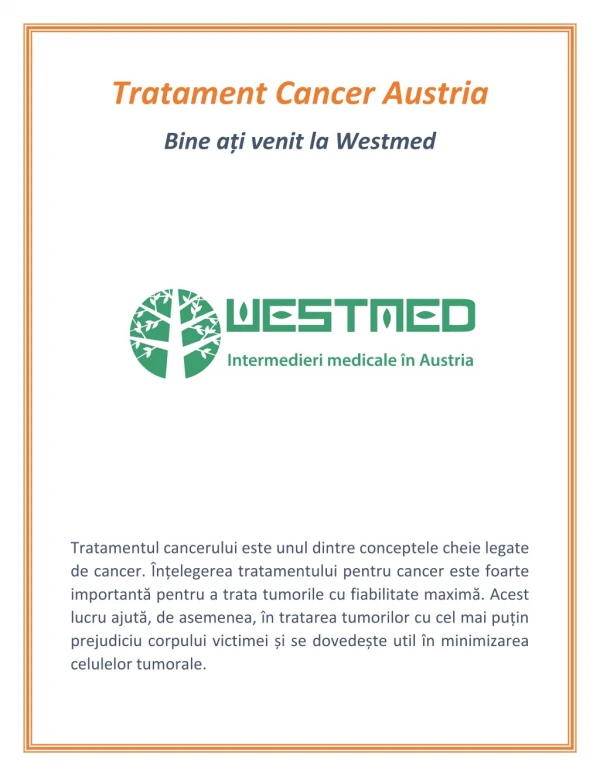 Tratament Cancer Austria | Westmed