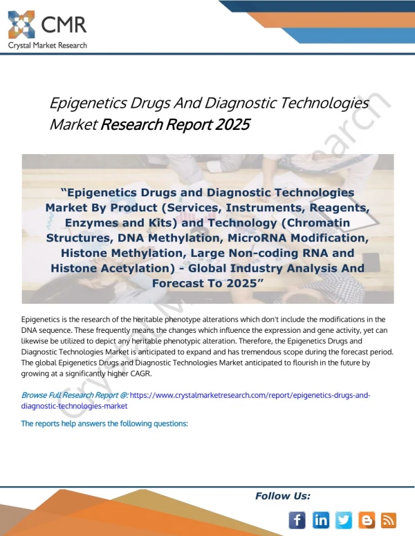 Epigenetics Drugs And Diagnostic Technologies Market