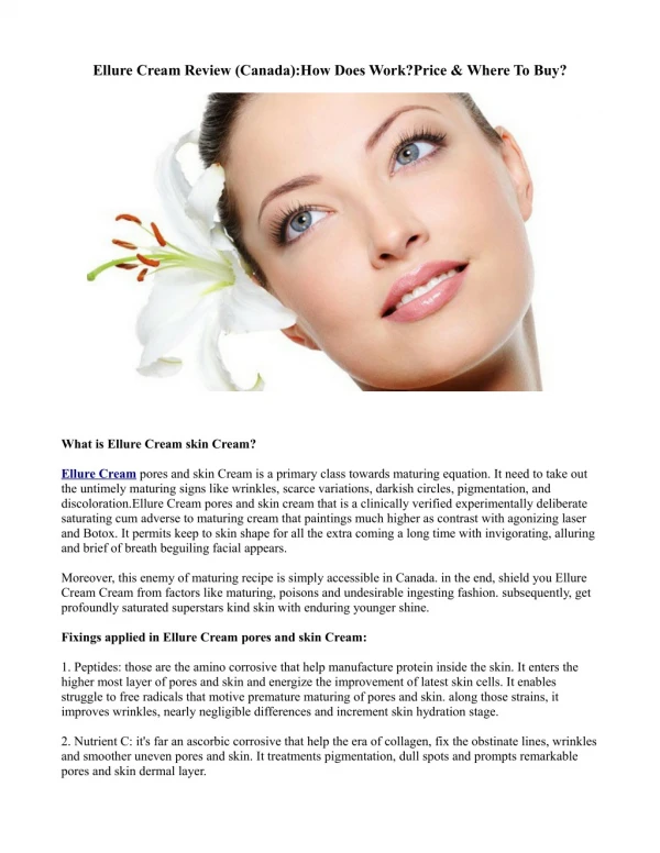 Are There Ellure Cream pores and skin Cream benefits?