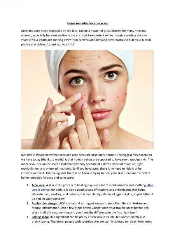 home remedies for acne scars