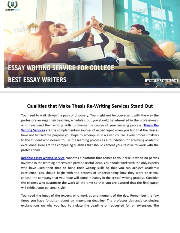 Qualities that Make Thesis Re-Writing Services Stand Out