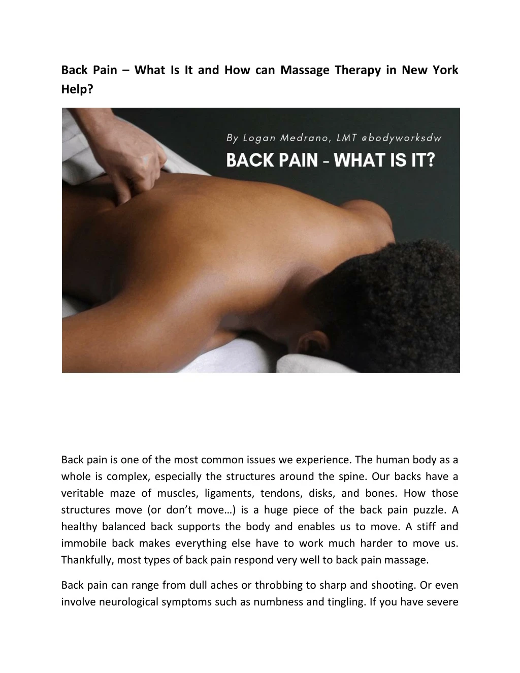 back pain what is it and how can massage therapy