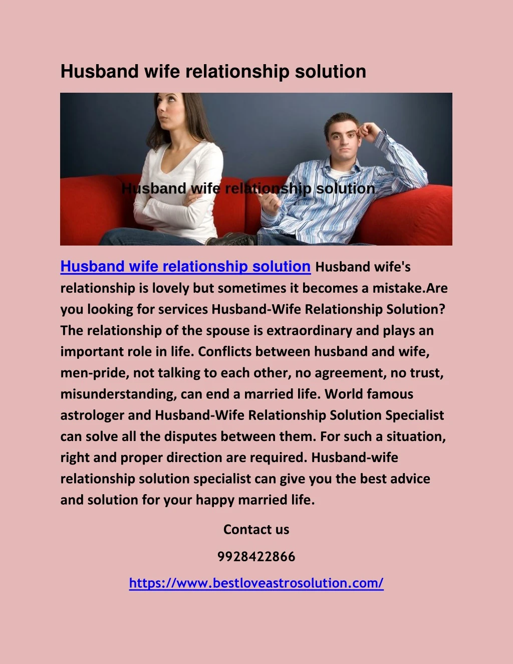 husband wife relationship solution