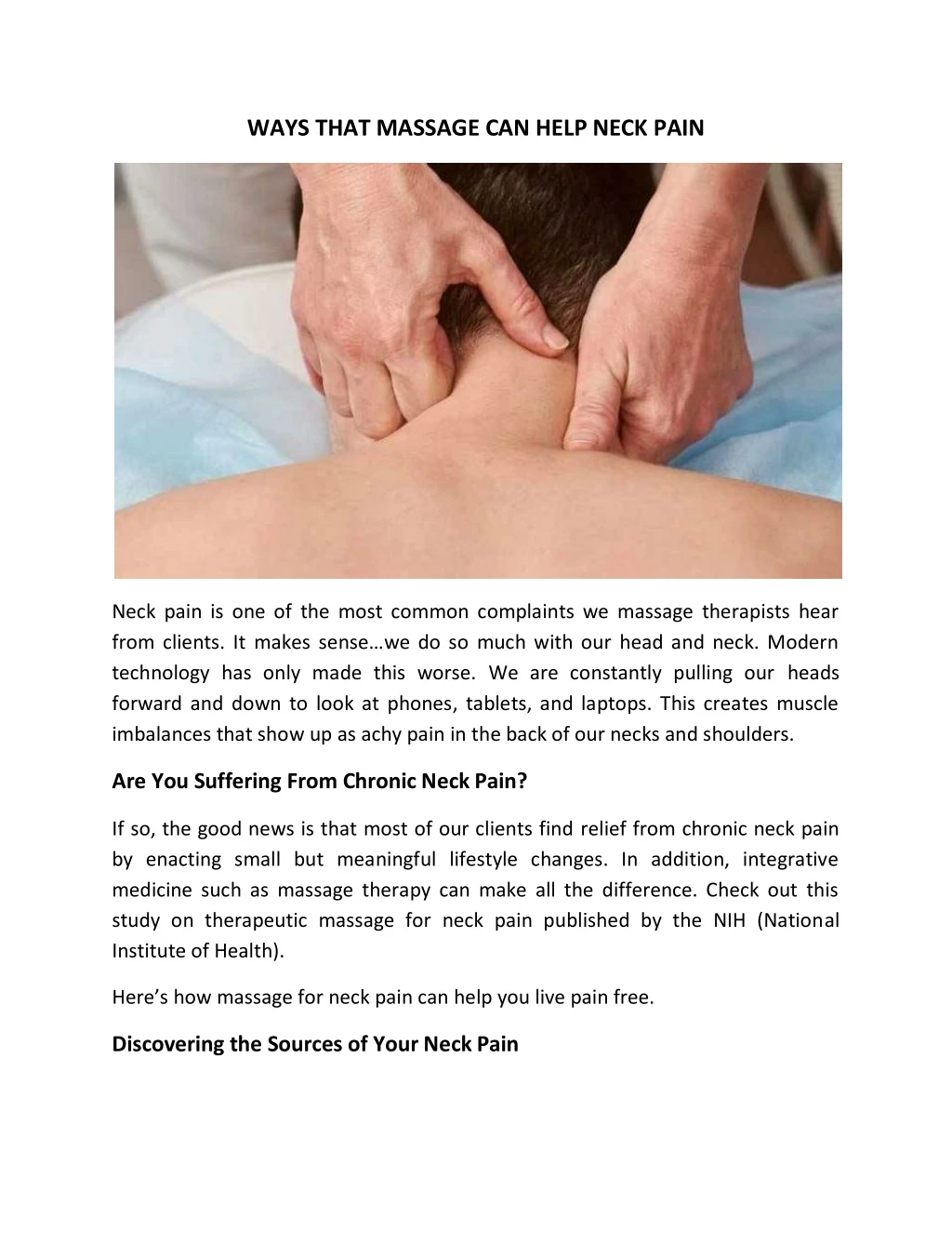 ways that massage can help neck pain