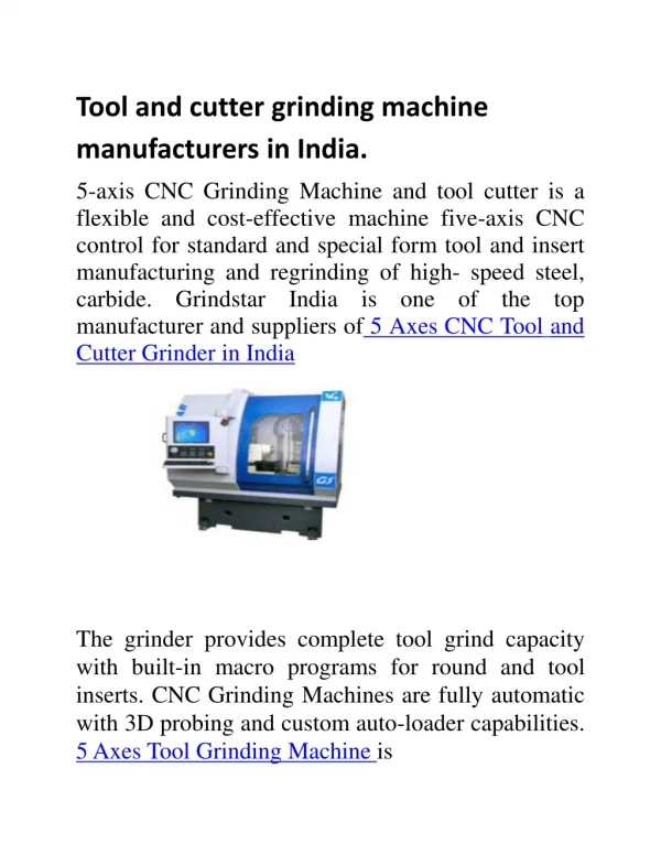 Grinding Machine Manufacturers in India- Grindstar India