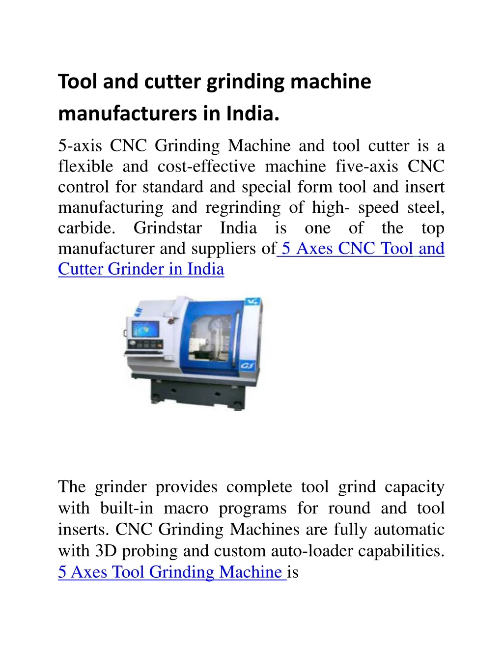 tool and cutter grinding machine manufacturers