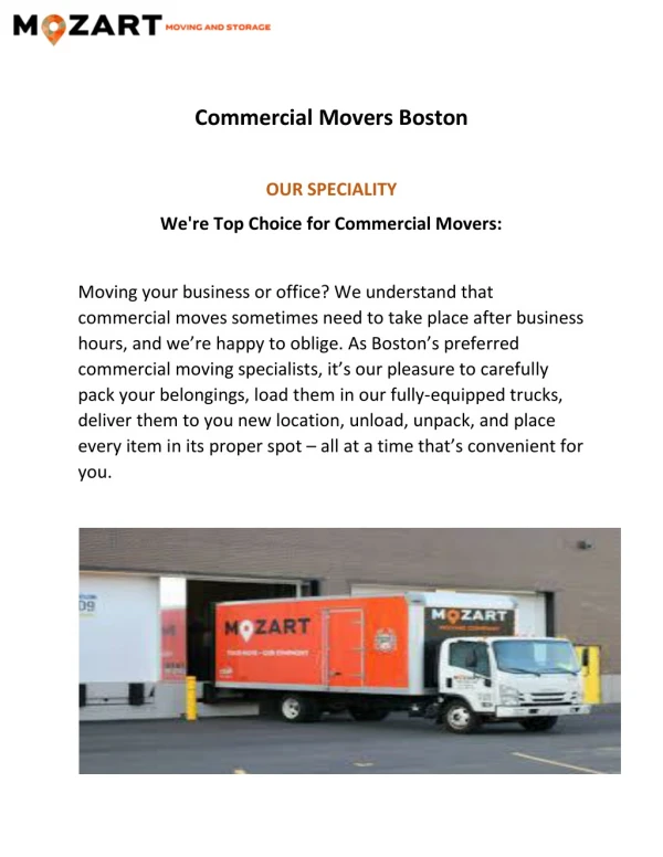 Commercial Movers Boston - Mozartmoving