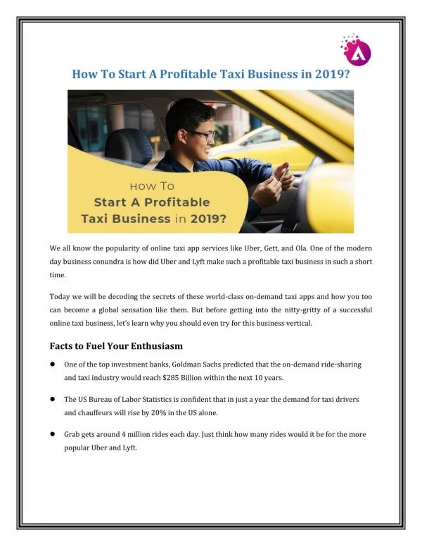 How To Start A Profitable Taxi Business in 2019?