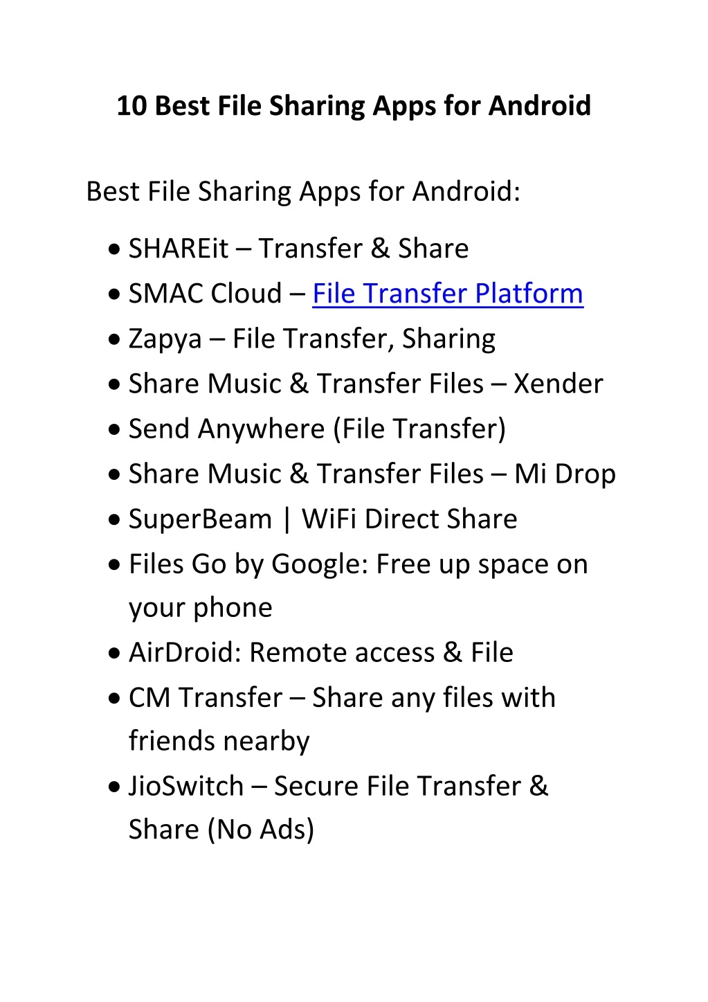 10 best file sharing apps for android