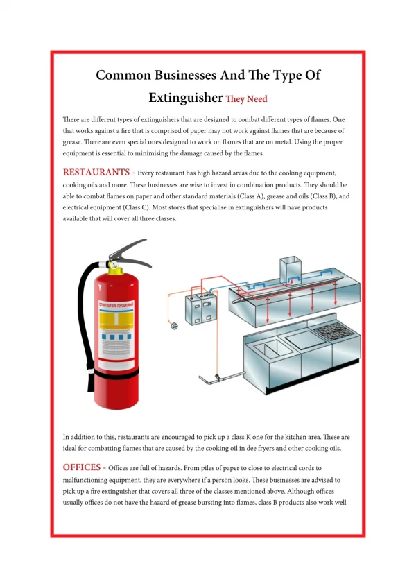 Common Businesses and the Type of Extinguisher They Need