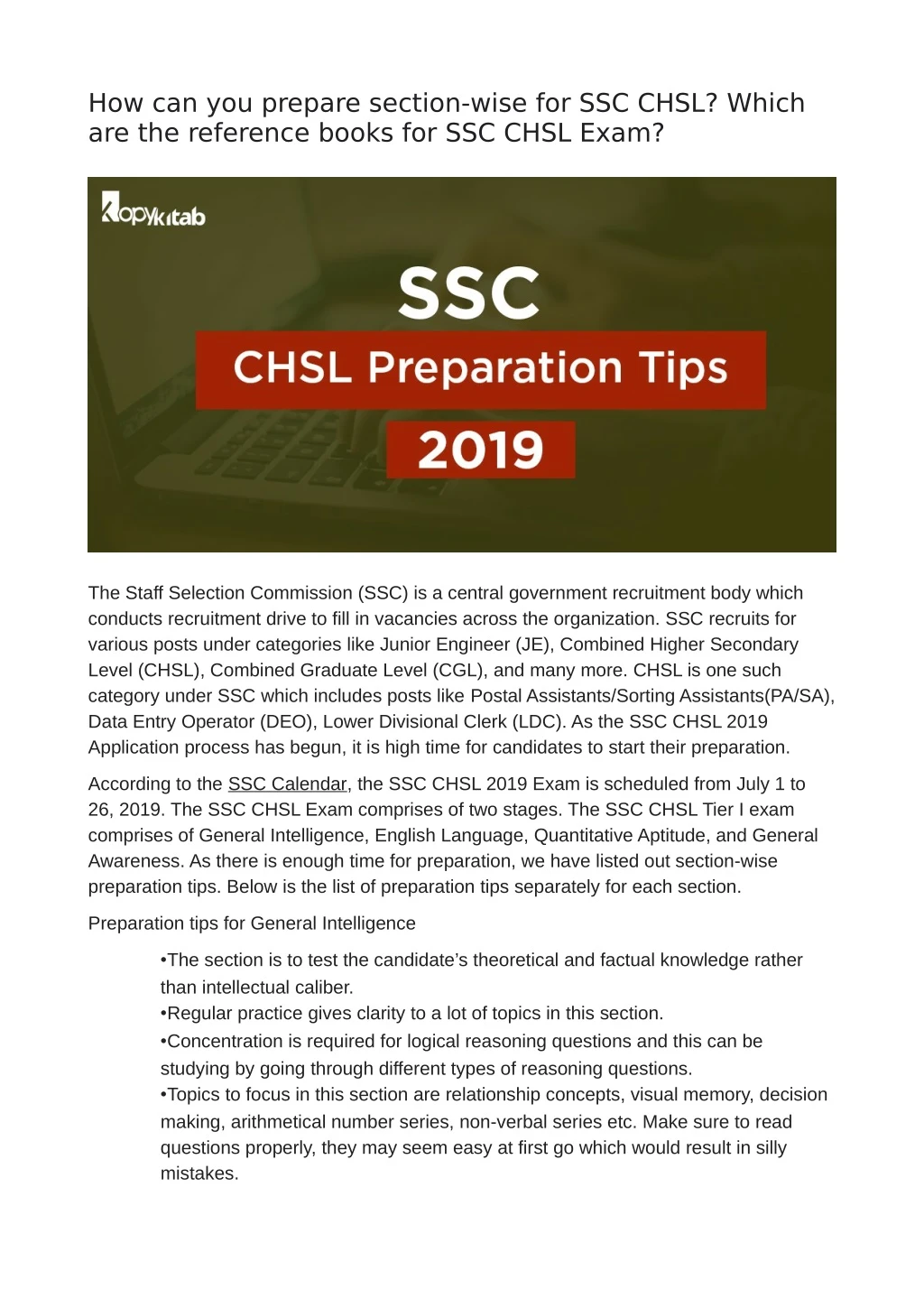 how can you prepare section wise for ssc chsl