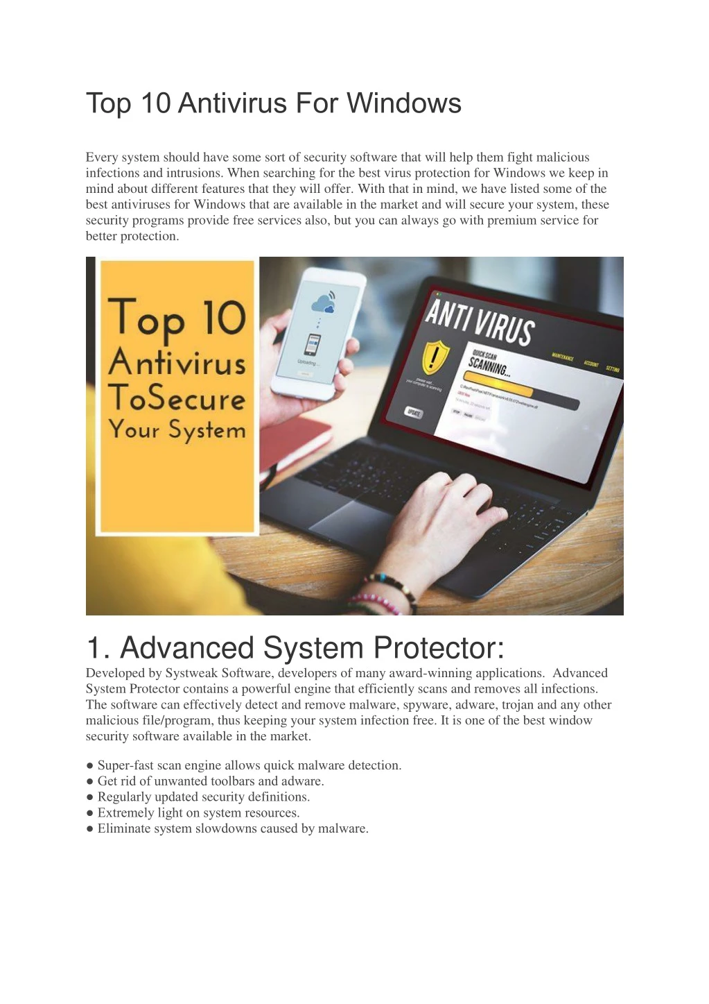 top 10 antivirus for windows