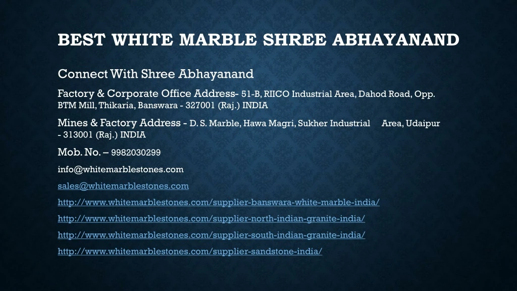 best white marble shree abhayanand