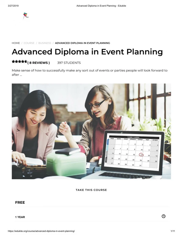 Advanced Diploma in Event Planning - Edukite