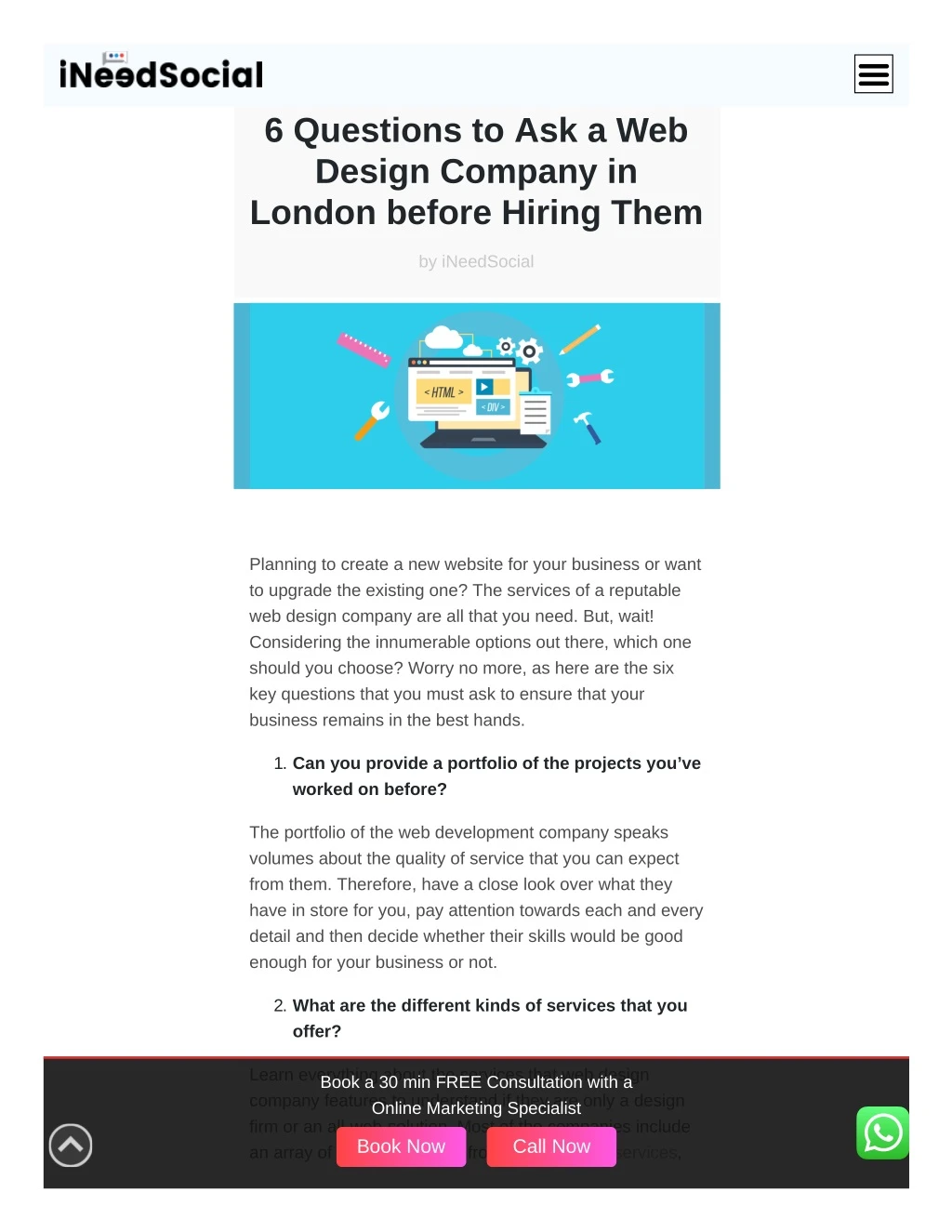 6 questions to ask a web design company in london