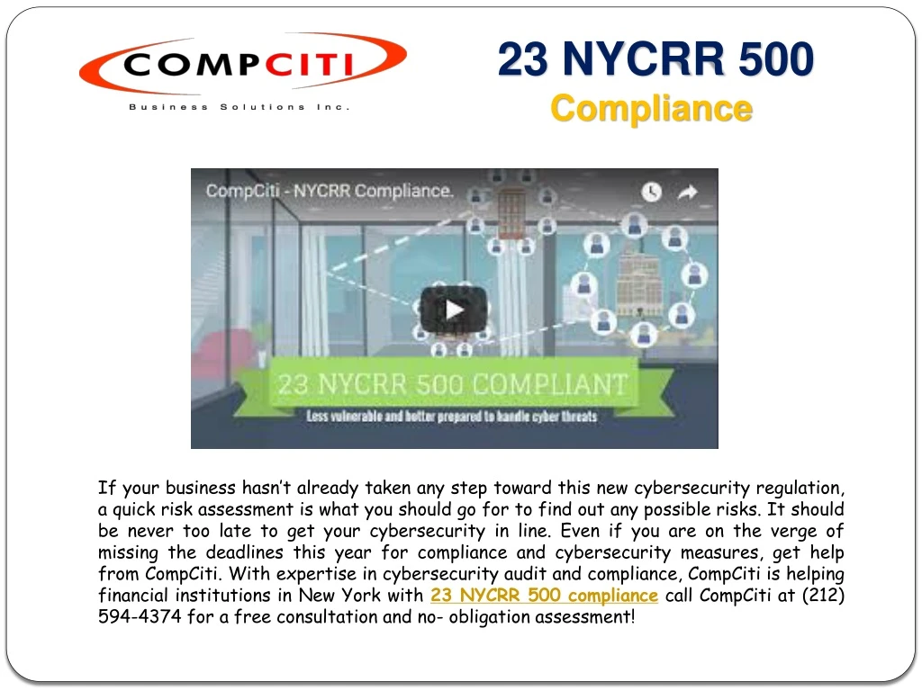 23 nycrr 500 compliance