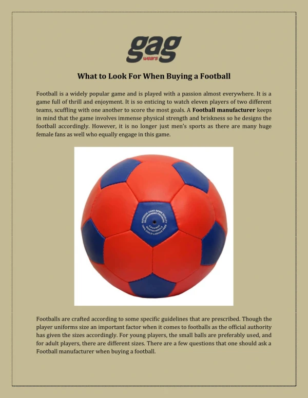 Football Manufacturers, Suppliers USA