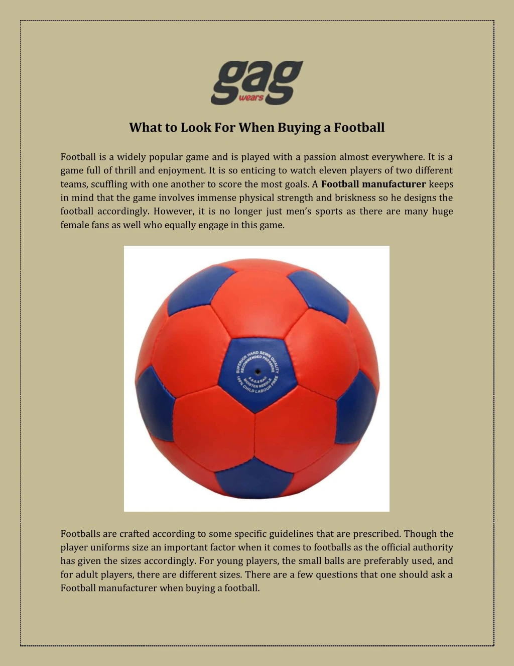 what to look for when buying a football