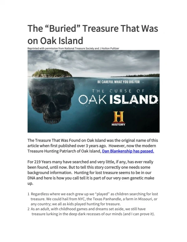The “Buried” Treasure That Was on Oak Island