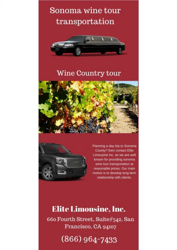 Sonoma Wine Tour Transportation