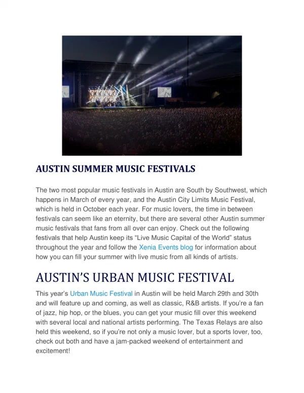 Austin Summer Music Festivals