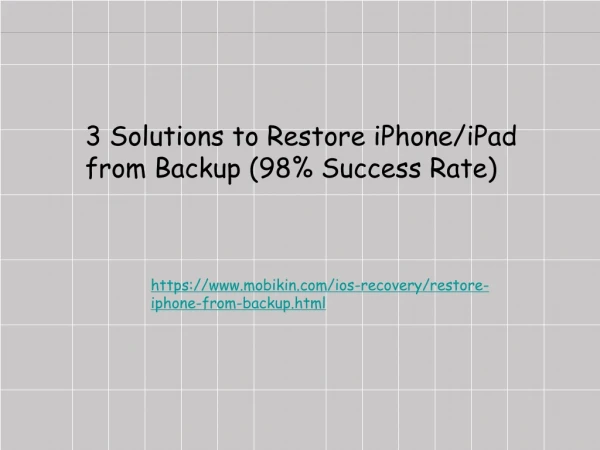 3 Solutions to Restore iPhone/iPad from Backup (98% Success Rate)