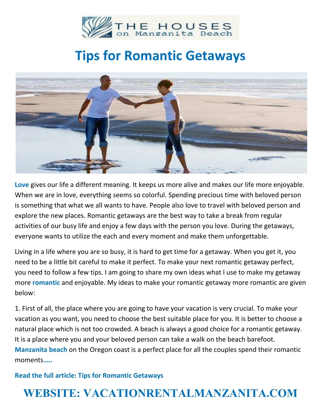 tips for romantic getaways