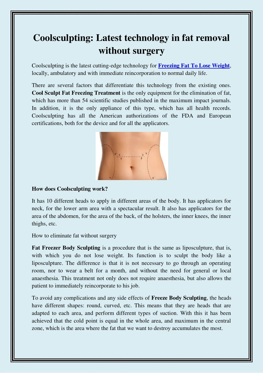 coolsculpting latest technology in fat removal