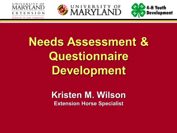 Needs Assessment Questionnaire Development