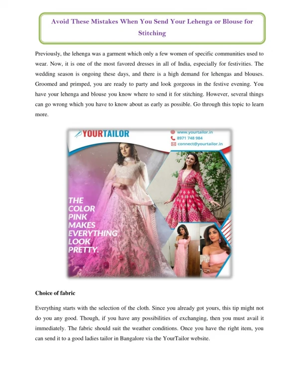 avoid these mistakes when you send your lehenga
