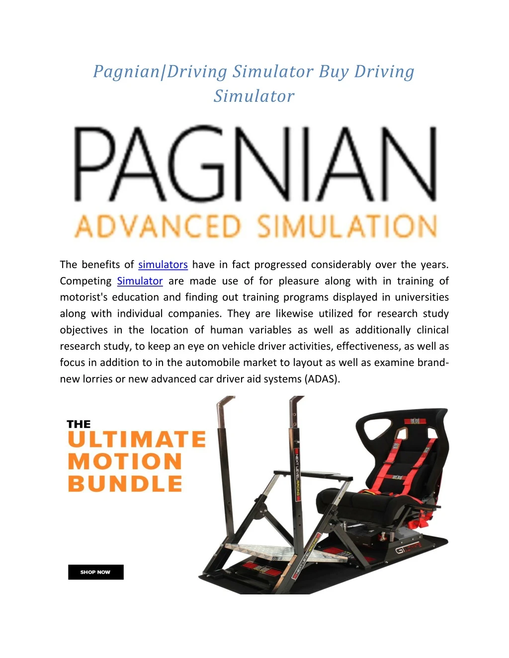 pagnian driving simulator buy driving simulator