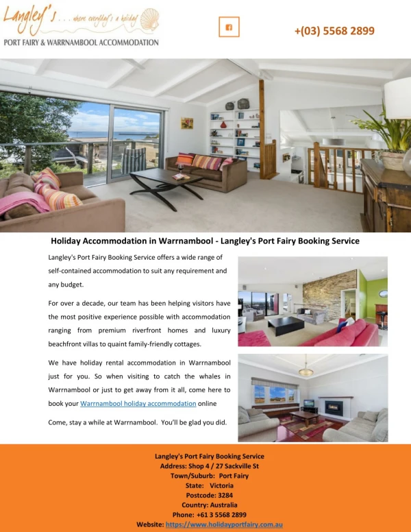 Holiday Accommodation in Warrnambool - Langley's Port Fairy Booking Service