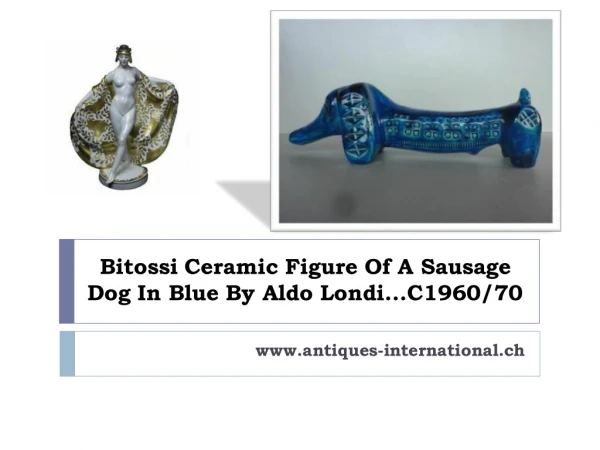 Bitossi Ceramic Figure Of A Sausage Dog In Blue By Aldo Londi...C1960/70