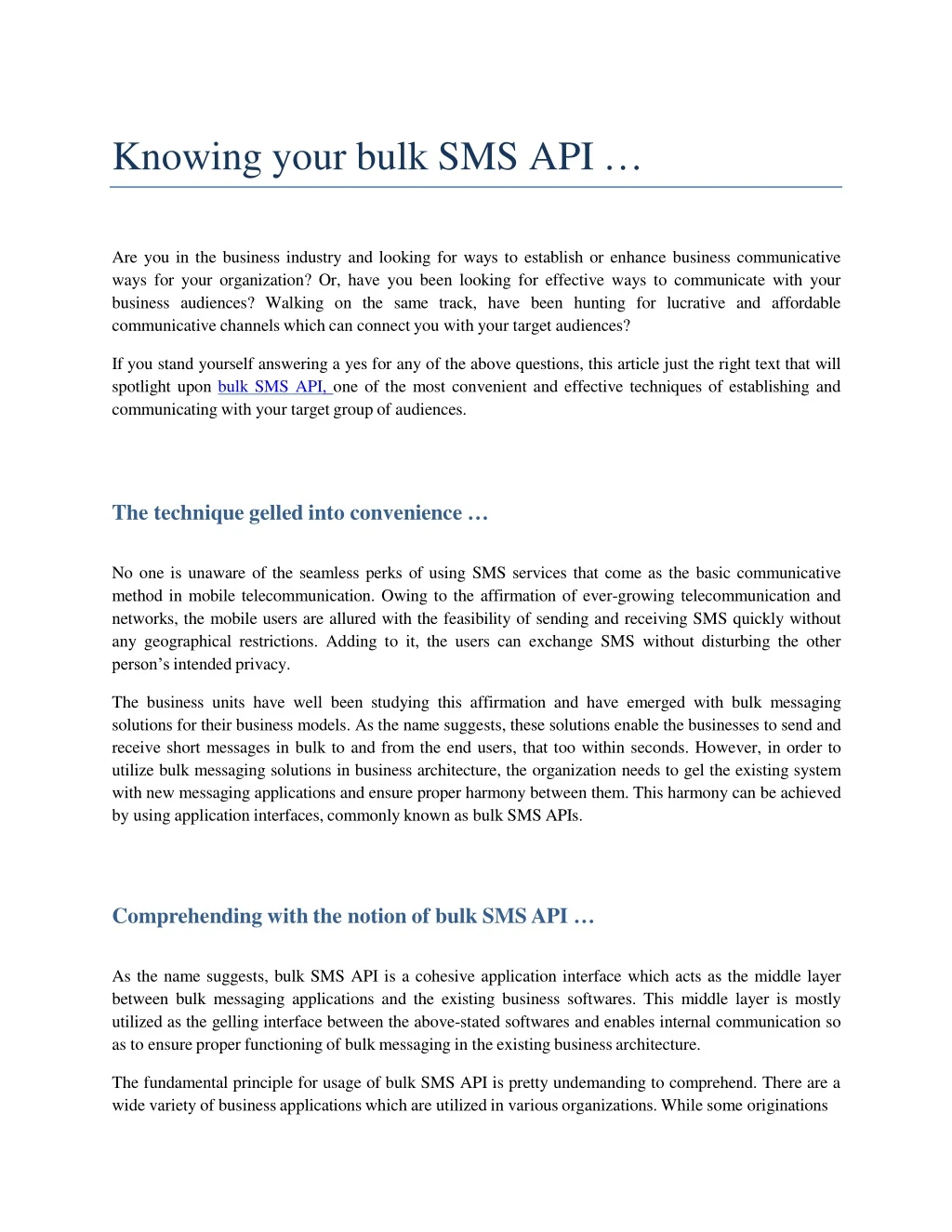 knowing your bulk sms api
