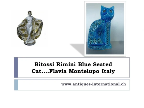 Bitossi Rimini Blue Seated Cat....Flavia Montelupo Italy