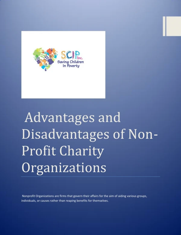 Advantages and Disadvantages of Non-Profit Charity Organizations