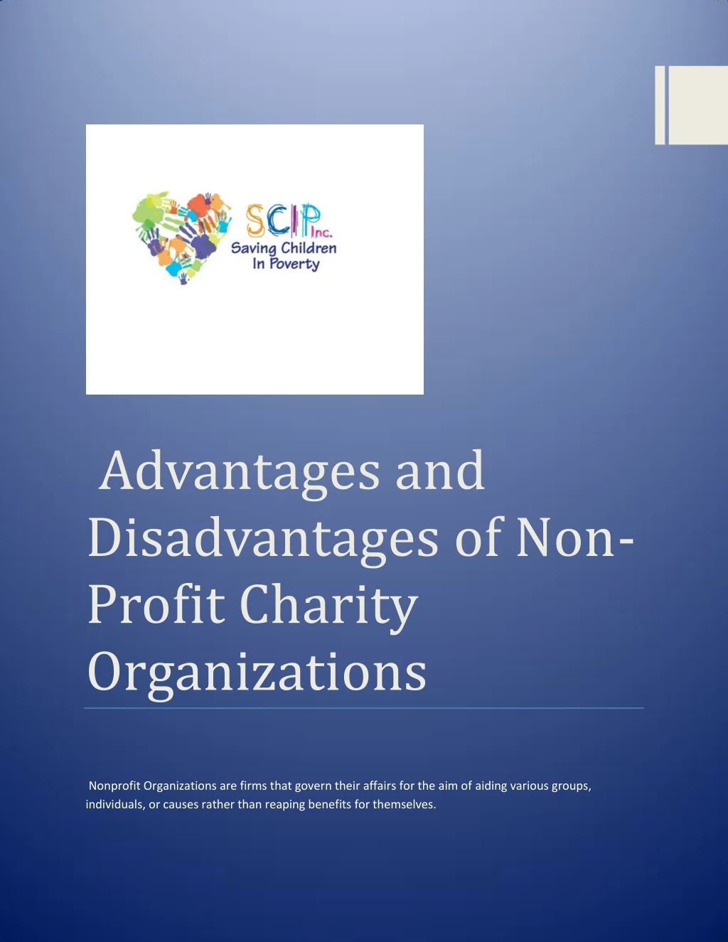 advantages and disadvantages of non profit
