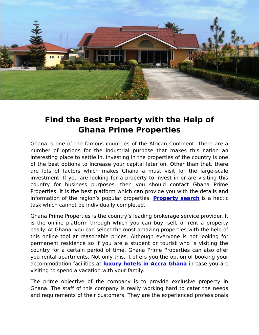 find the best property with the help of ghana