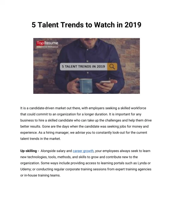 5 talent trends to watch in 2019