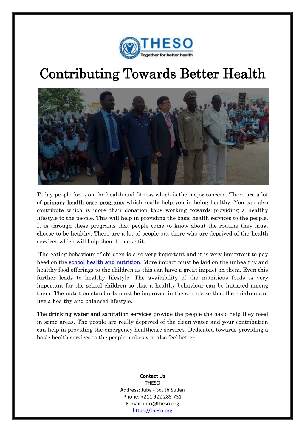 contributing contributing towards better health