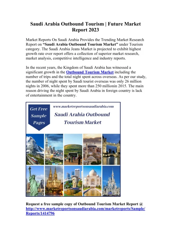 Saudi Arabia Outbound Tourism | Future Tourism Market Report 2023