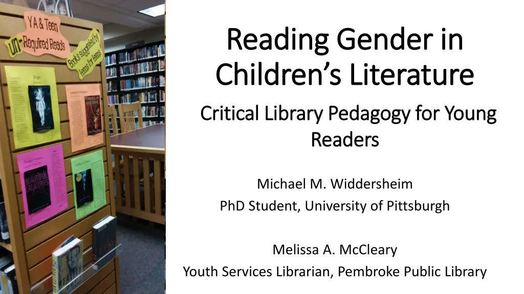 reading gender in children s literature critical library pedagogy for young readers