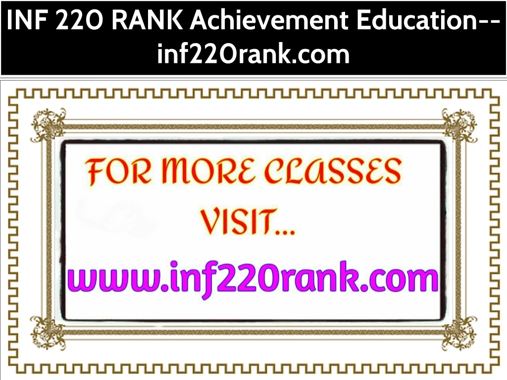 inf 220 rank achievement education inf220rank com