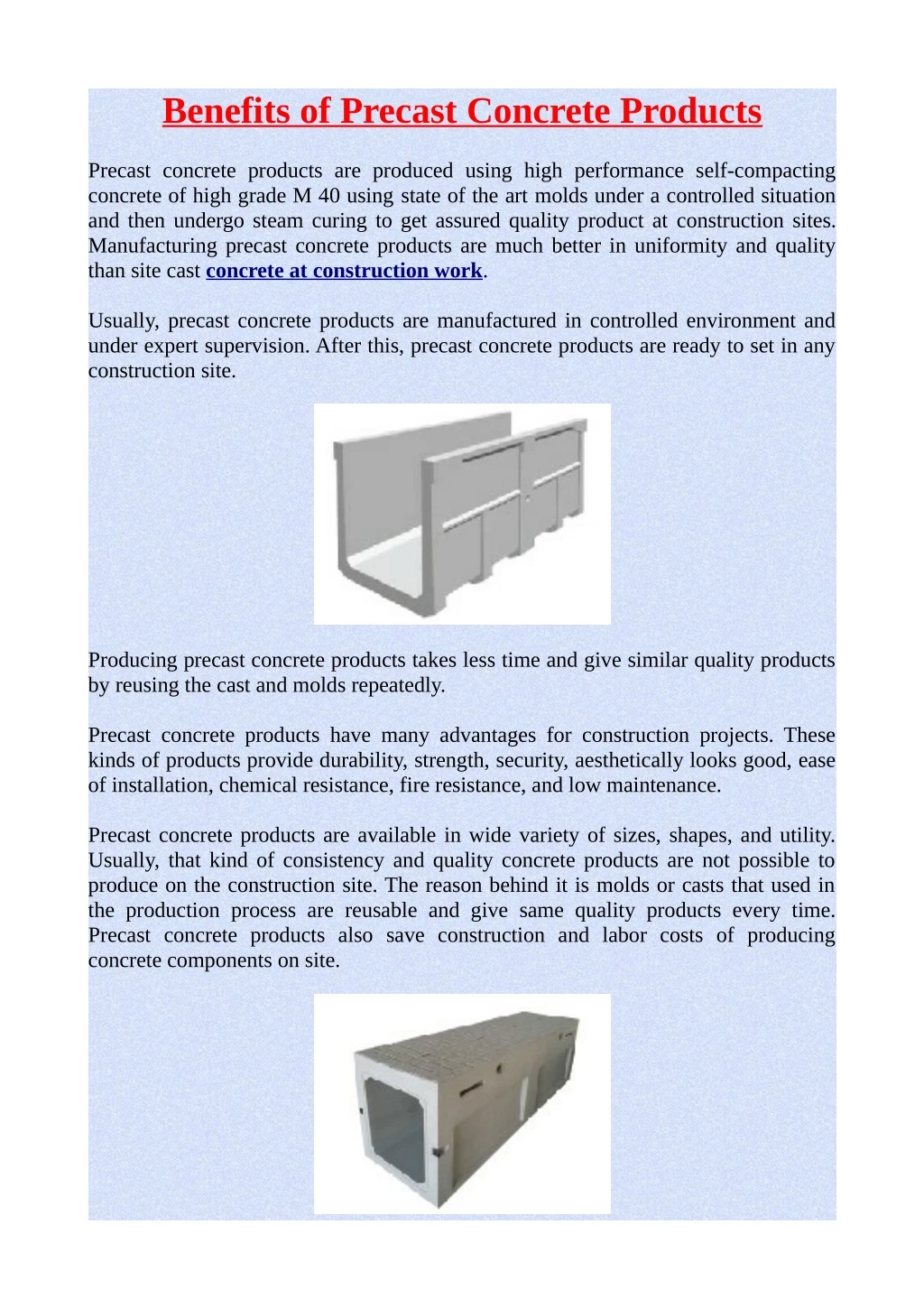 benefits of precast concrete products