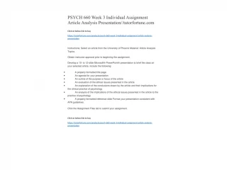 PSYCH 660 Week 3 Individual Assignment Article Analysis Presentation//tutorfortune.com - slide 1